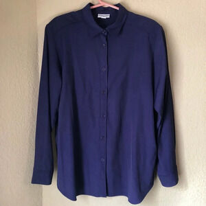 Alfred Dunner Women's Size 18 Purple Button Up Long Sleeve Shirt Plus Size